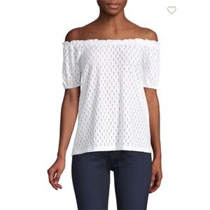 Michael Kors Sheard Off Shoulder White Top Medium